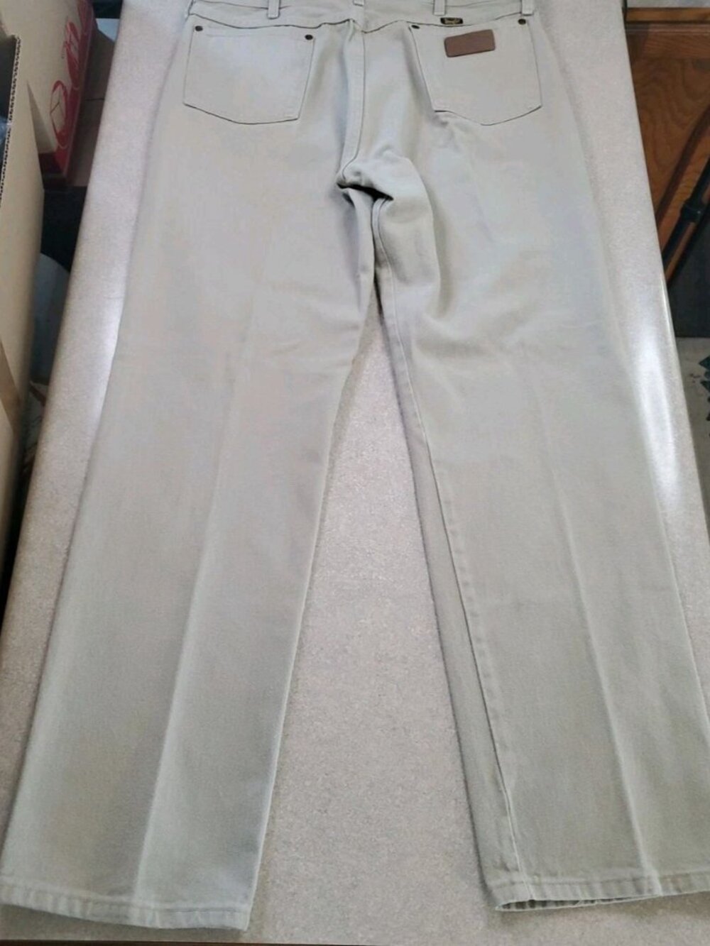 Wrangler Jeans Mens 38x34 936 USA Made Cowboy Slim Tan Beige Western 80s Vintage - Picture 3 of 12
